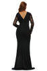 Black Sheer Lace Long Sleeve Front Slit Long Prom Dress